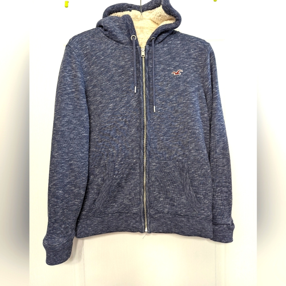 Hollister Womens Heavy Zip Up Coat With Hood EUC